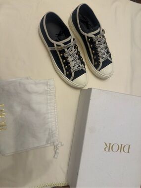 Dior Navy and White J'Adior Low-Top Sneakers